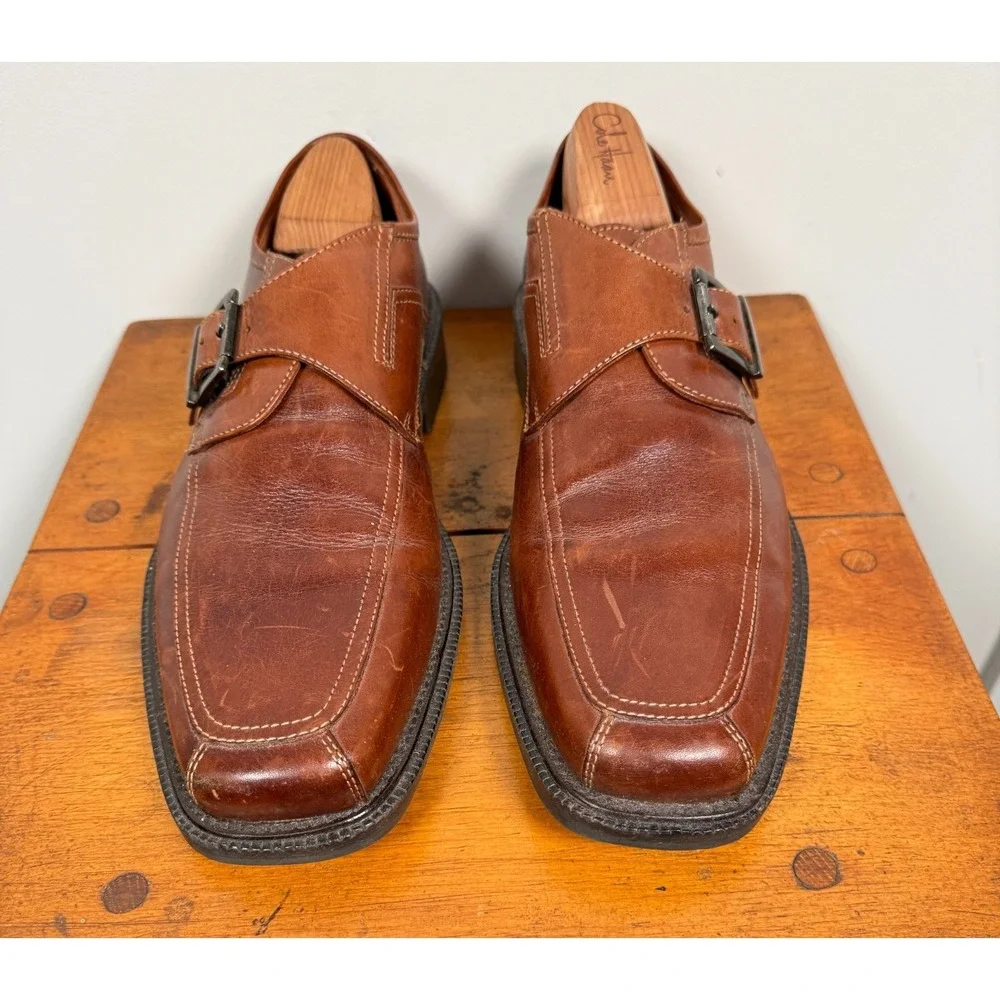 Johnston & Murphy Monk Buckle Strap Shoes Men's Brown Leather Preppy - 11 M